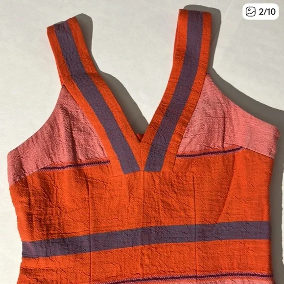 HD in Paris Anthropologie midi dress sz 6 orange cutout back keyhole retro - Picture 2 of 4